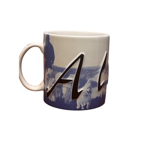 Alaska Coffee Mug 11 Oz Homeware The Last Frontier Blue & White Design Made In T - Picture 1 of 9